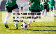 2026世界杯欧洲区预选赛积分榜 (2026年欧洲杯预选赛积分榜公布)