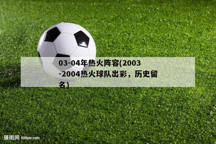 03-04年热火阵容(2003-2004热火球队出彩，历史留名)